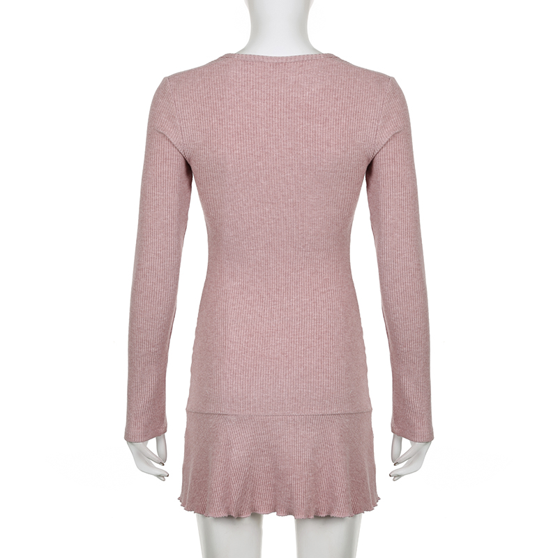 Cute Coquette Pink A-line Mini Dress Fairycore Sweet Full Sleeve Square Collar Short Dresses for y2k
