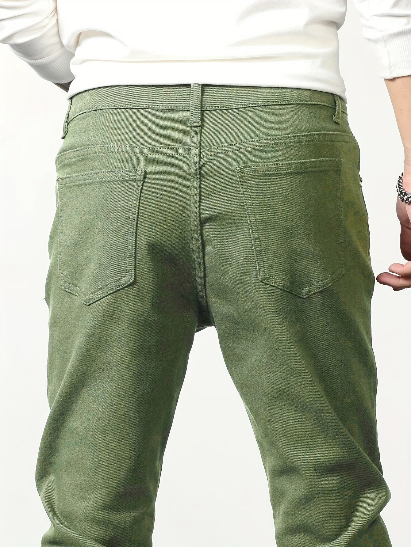 Men's Regular Straight Leg Jeans, Street Style Denim Pants With Pockets