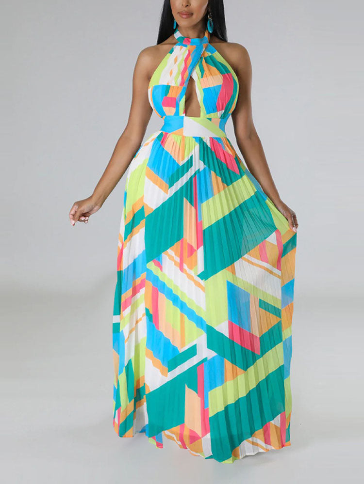 Halter Pleated Maxi Dress Maxct