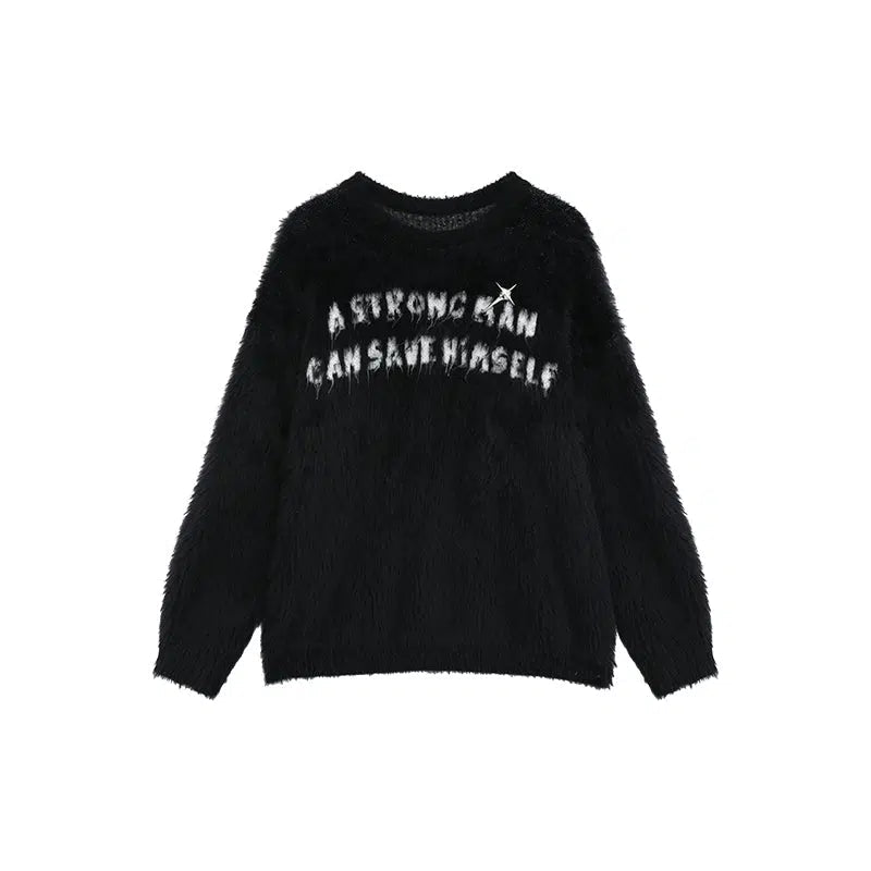 Maxct Letter Embroidered Round Neck Sweater