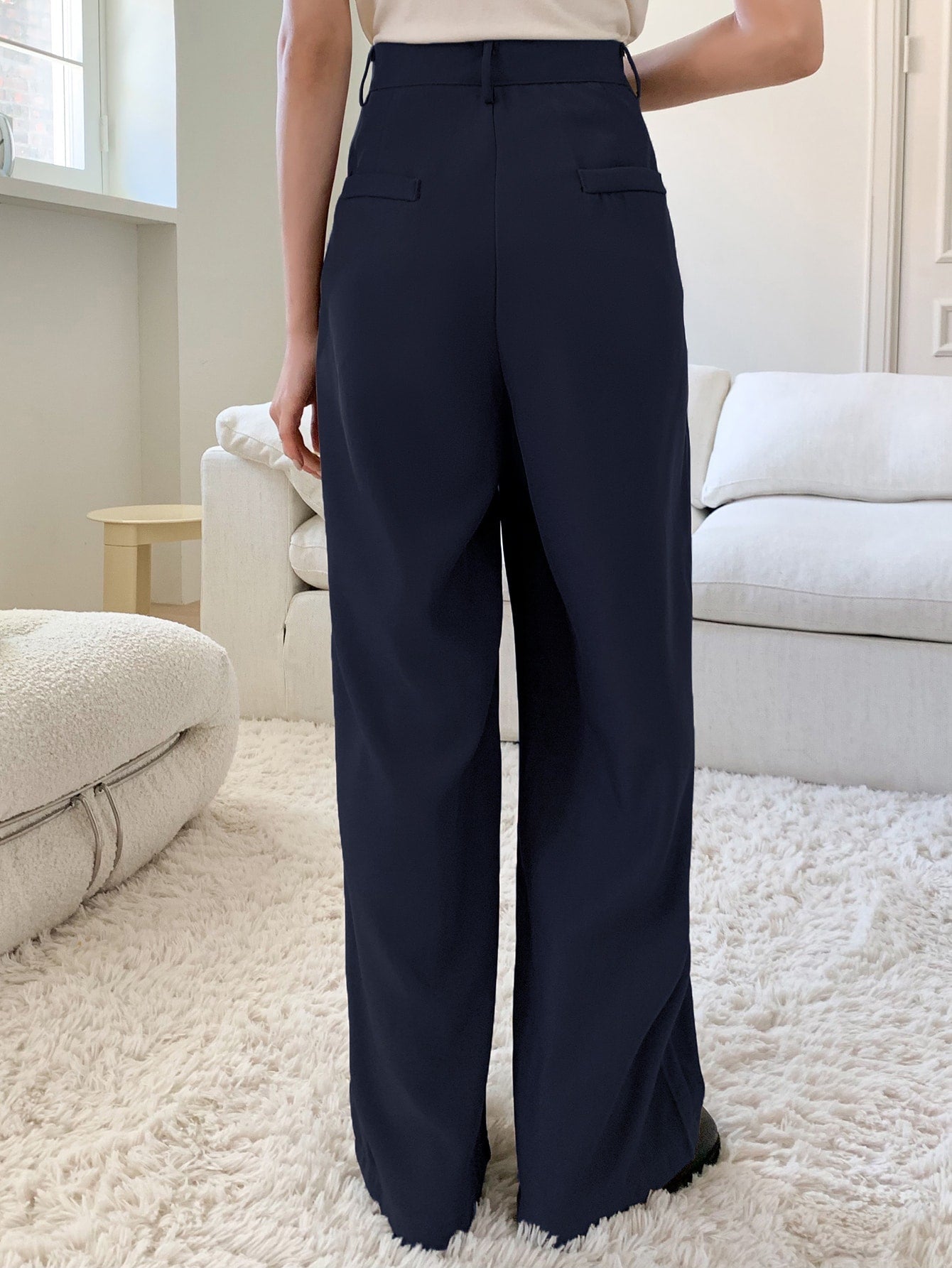 Maxct High Waist Plicated Detail Wide Leg Suit Pants