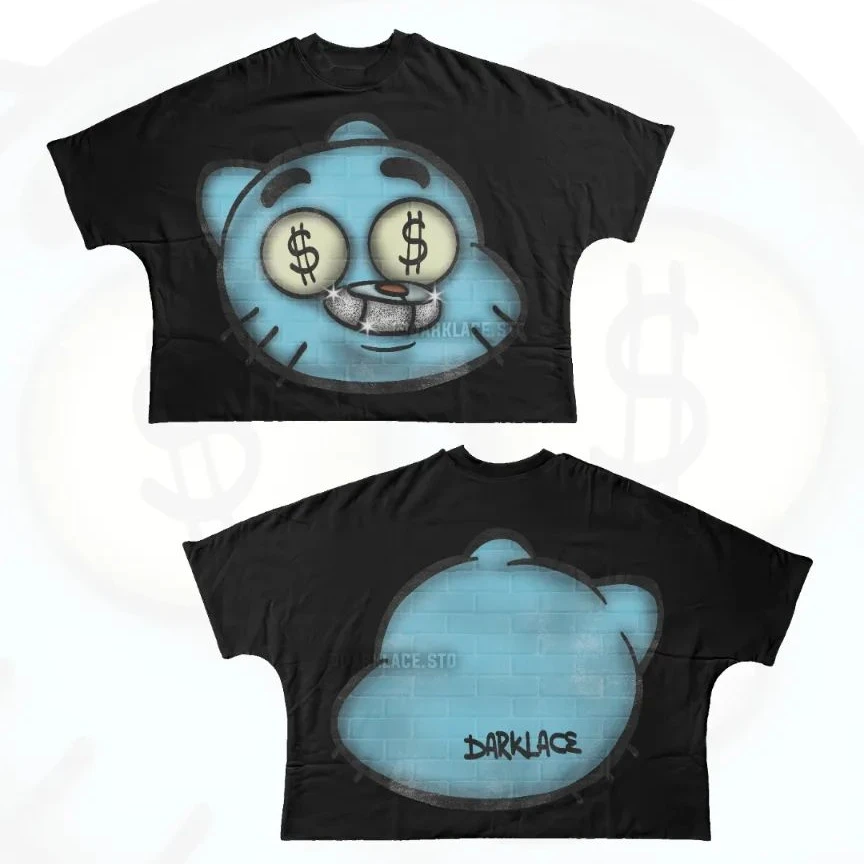 New hip-hop fun women cartoon pattern printed large T-shirt street clothing original cotton men and women short sleeves y2k top