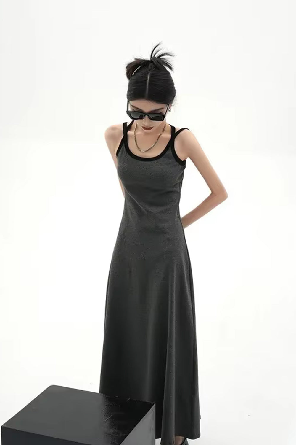 Loose Sleeveless Off Shoulder Long Dress Maxct