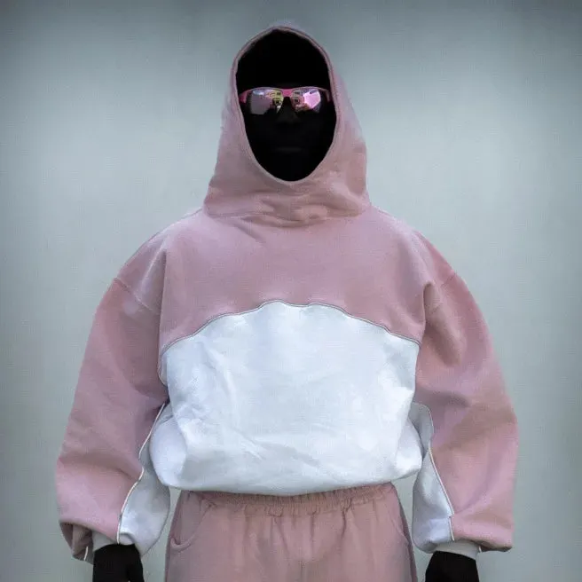 Maxct Y2k Winter Long Sleeved Hooded Sweatshirt With Color Blocking Patchwork Oversized Sweatshirt Streetwear Hip-Hop Rap Punk Outfit