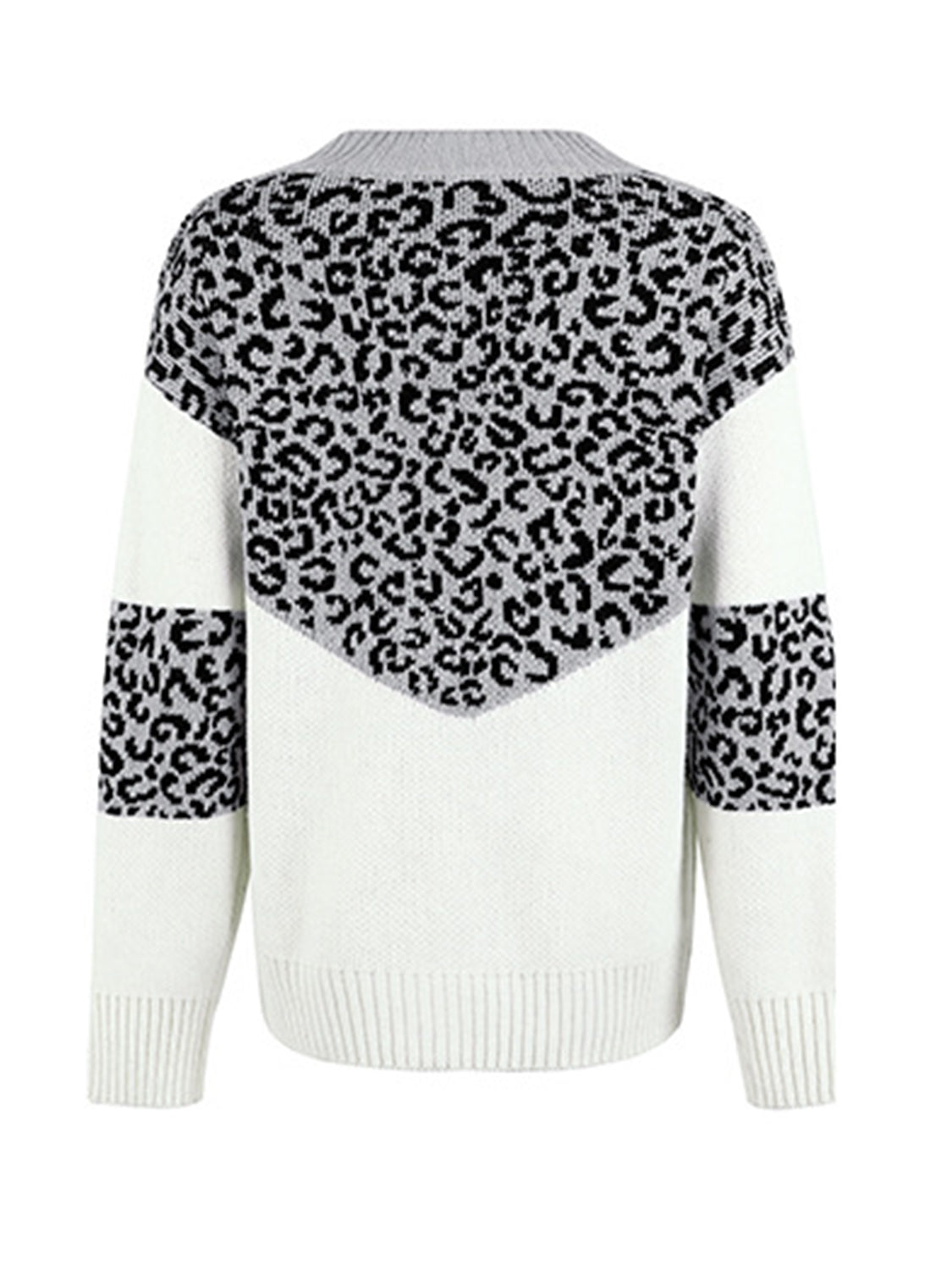 Maxct &Leopard V-Neck Dropped Shoulder Sweater