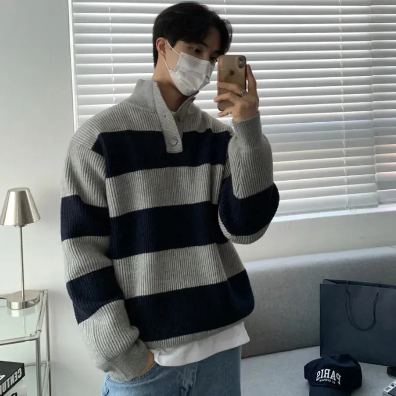 Maxct Stripe Rib Knit Pullover Sweater
