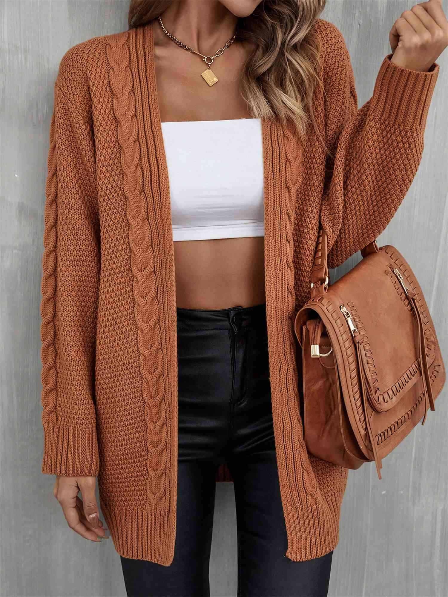 Maxct &Mixed Knit Open Front Longline Cardigan