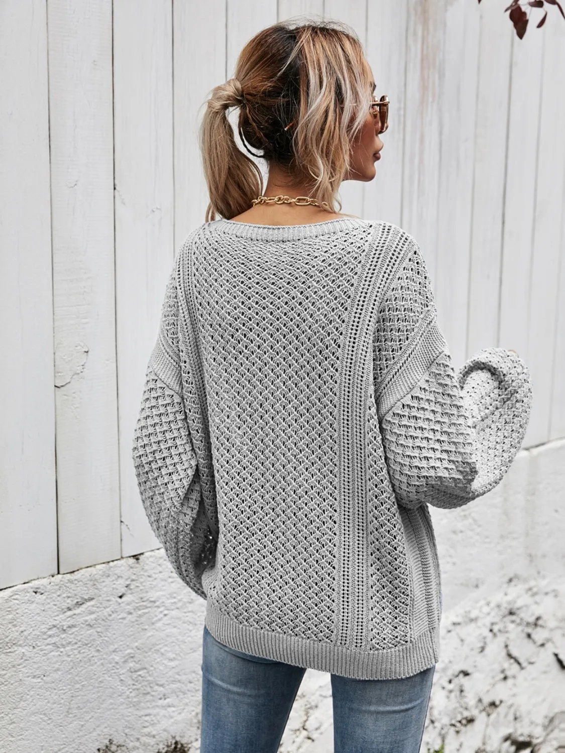 Maxct &V-Neck Dropped Shoulder Sweater