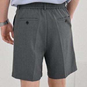 Maxct Men Solid Color Simple Casual Button Shorts, For Summer Daily Wear