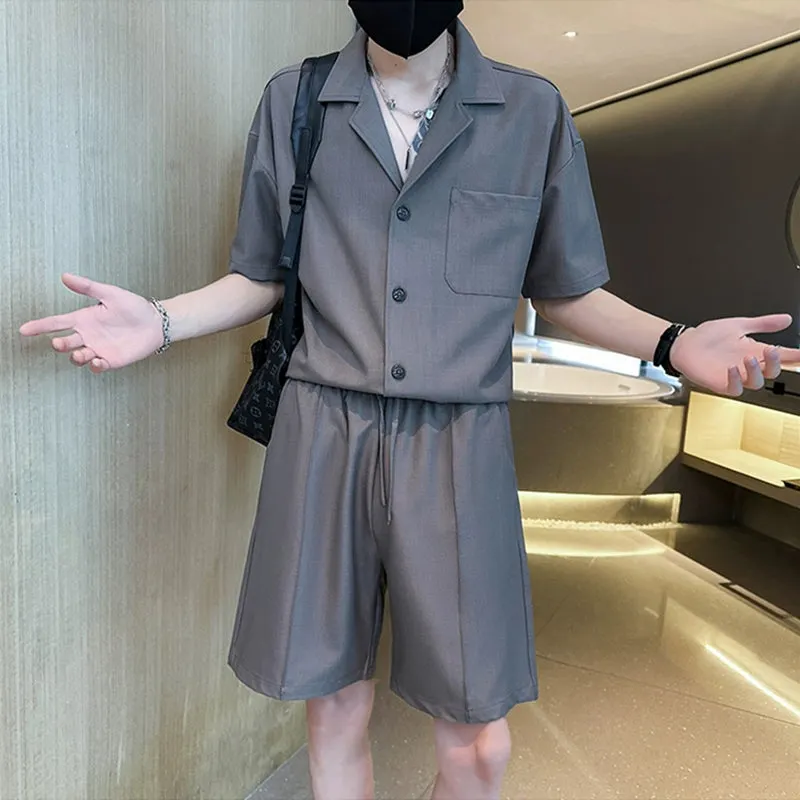 Maxct Lapel Shirt and Shorts Casual Two-piece Suit