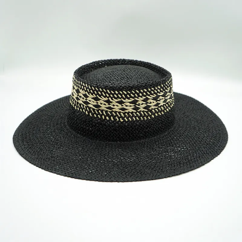 Straw Hat Japanese Style Black Brown Panama Women's Beach Big Brim