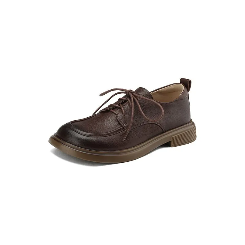 Women's Oxford Hanmdmade Round Toe Lace Up Shoes Maxct