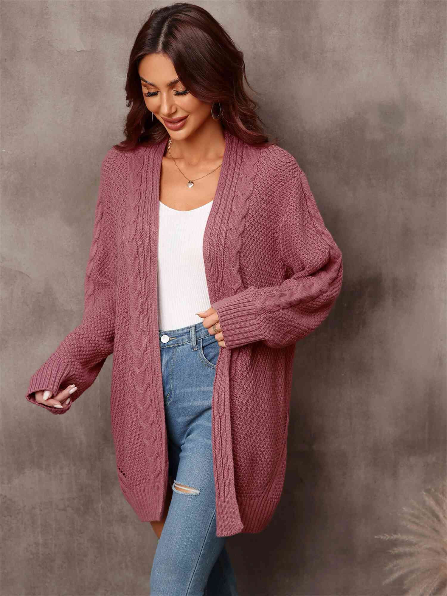 Maxct &Mixed Knit Open Front Longline Cardigan