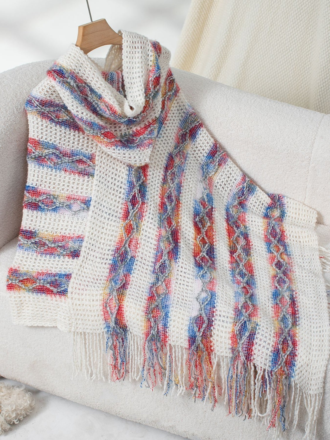 Maxct &Fringe Contrast Hooded Poncho