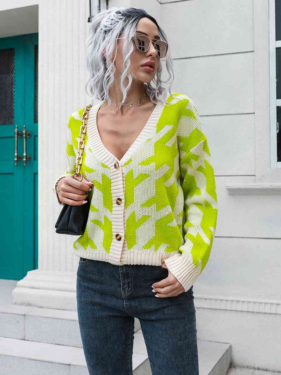 Maxct &Houndstooth Button Down Cardigan