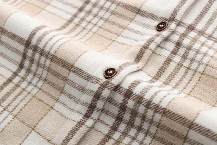 Warm Woolen Coat With Thick Plaid Shirt
