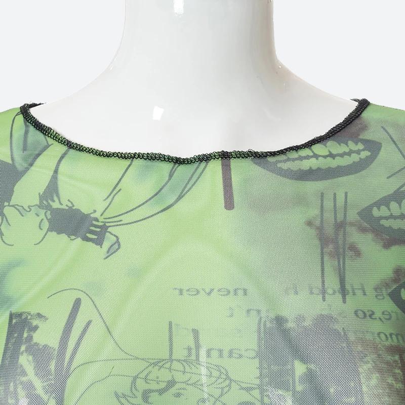 Maxct &Fairycore Slit Mesh Crop Top