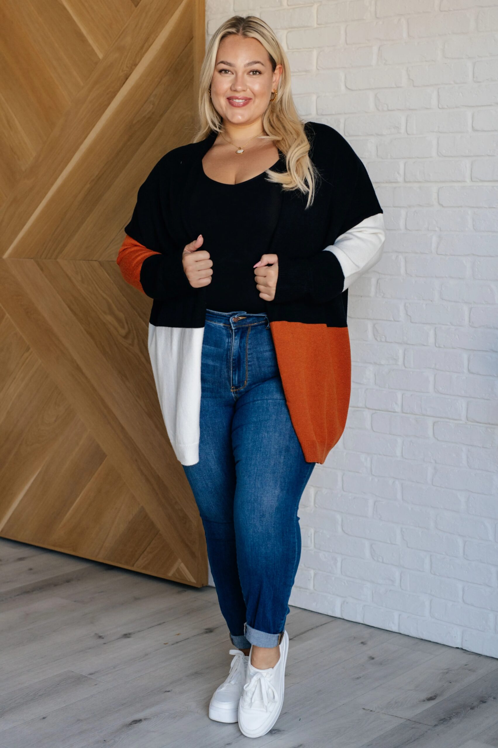 Maxct &Writer's Block Color Block Open Front Cardigan