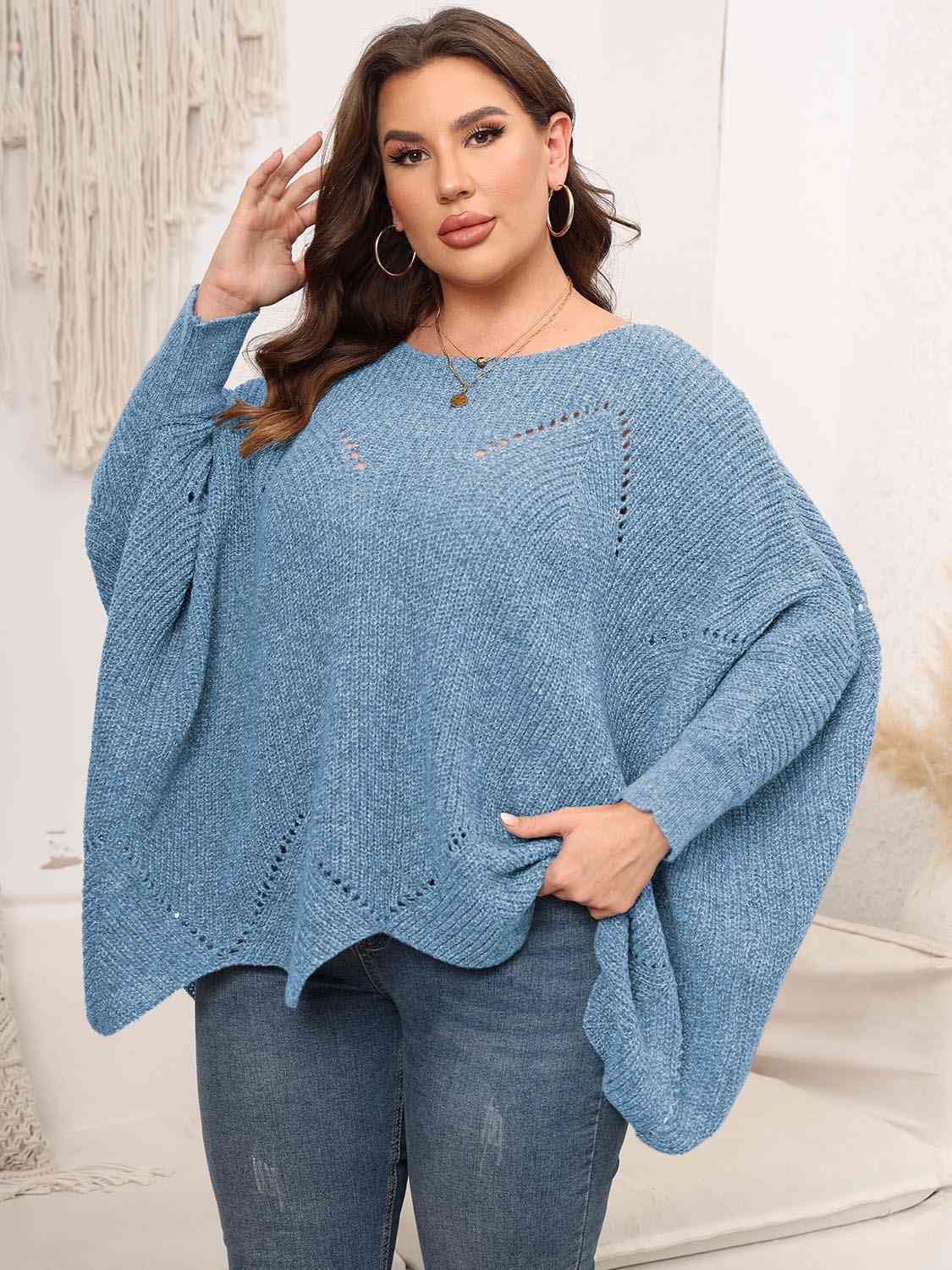 Maxct &Plus Size Round Neck Batwing Sleeve Sweater