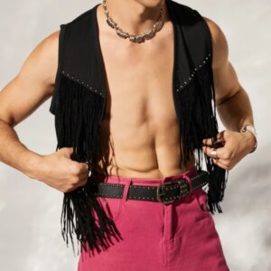Maxct - Mens Fringe Detail Front Open Waistcoat J