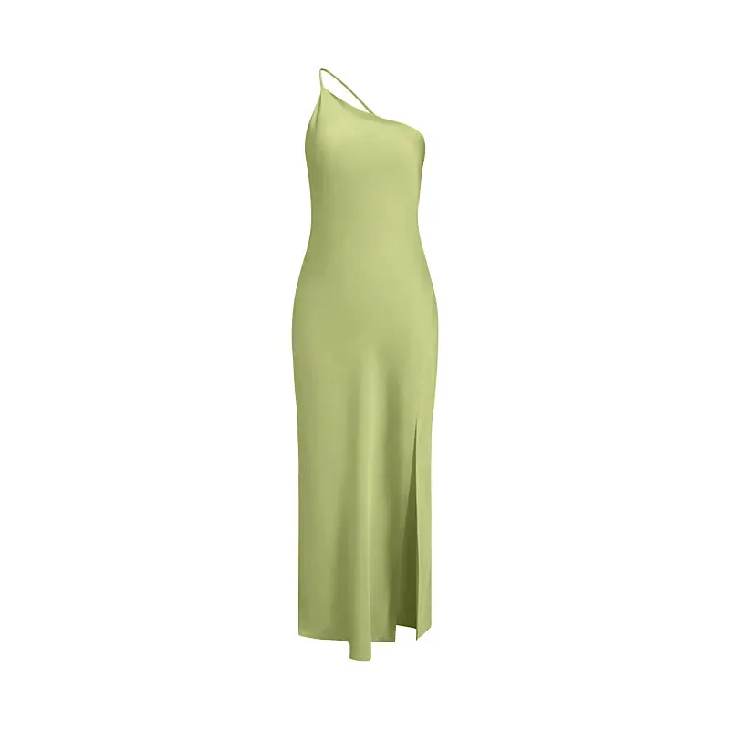 Slim-Fit Off-Shoulder Solid Color Backless Long Dress Maxct