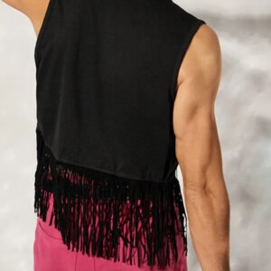 Maxct - Mens Fringe Detail Front Open Waistcoat J