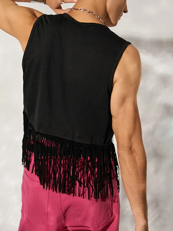 Maxct - Mens Fringe Detail Front Open Waistcoat J