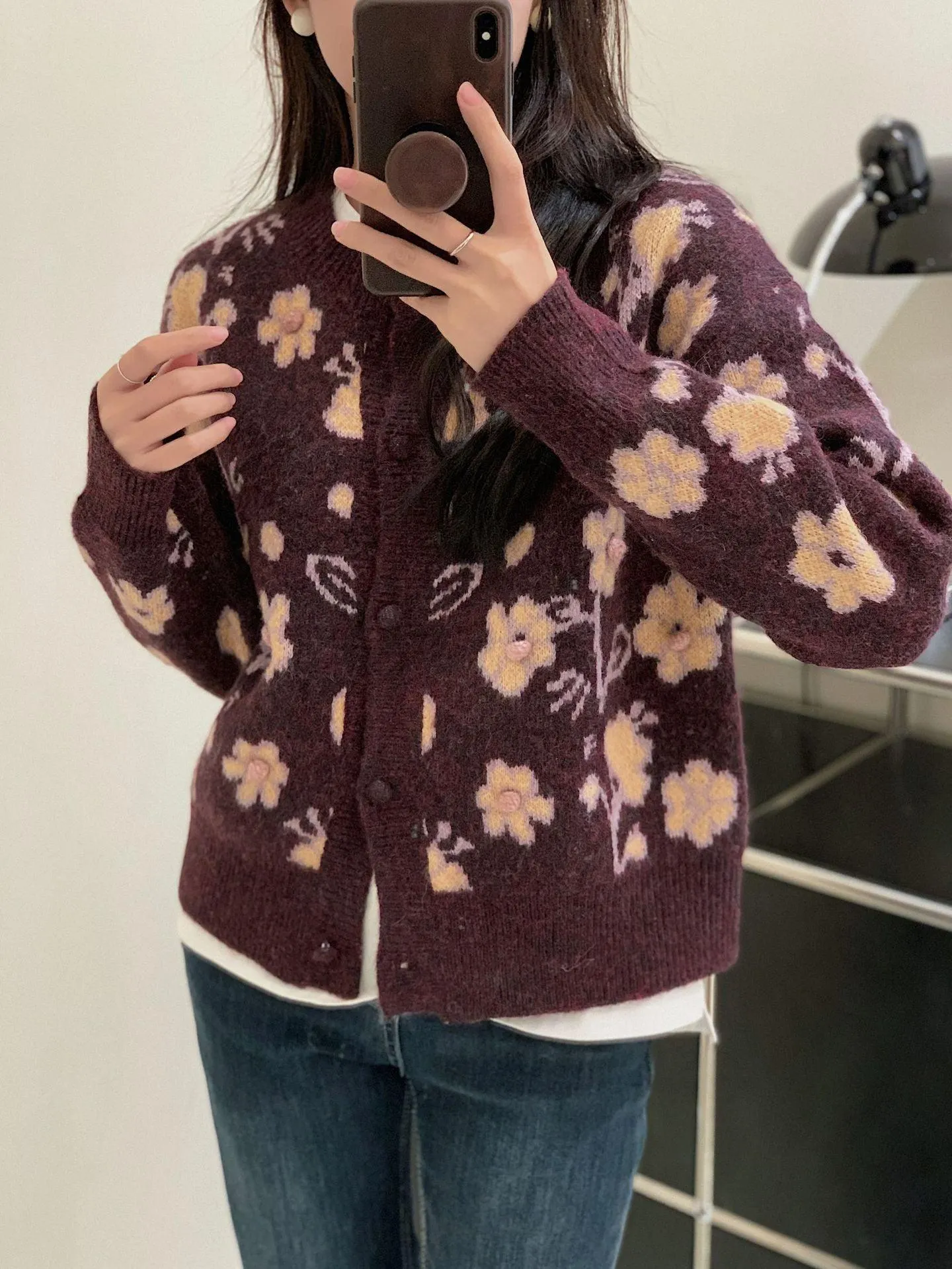 Maxct Vintage Crew Neck Long Sleeve Loose Sweater
