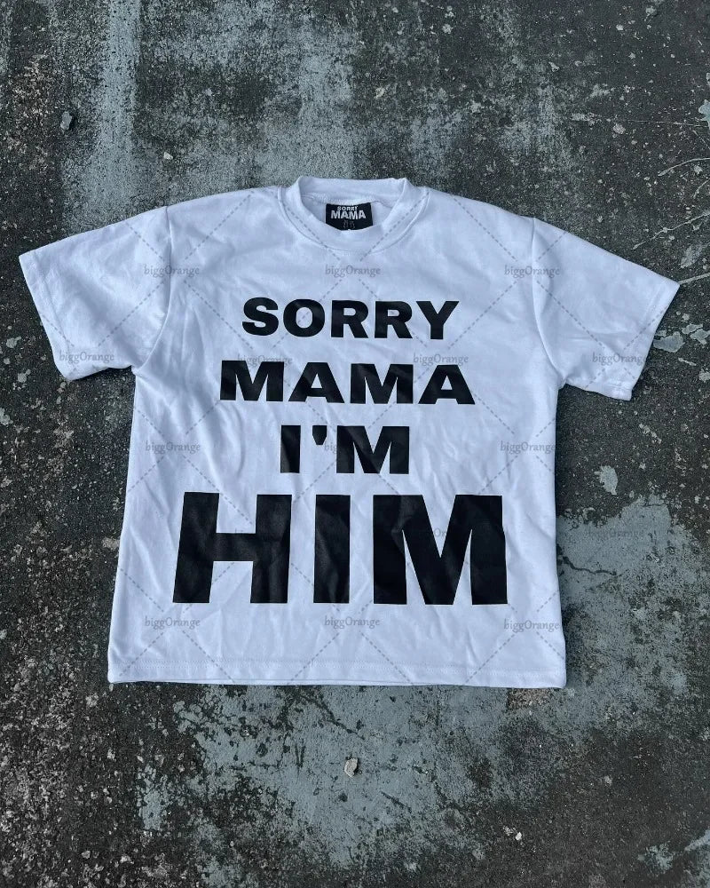 Maxct Street Harajuku Retro Casual Clothing Gothic Punk Round Neck Short-sleeved Women Y2k Letter Printed Oversized Top T-shirt Men