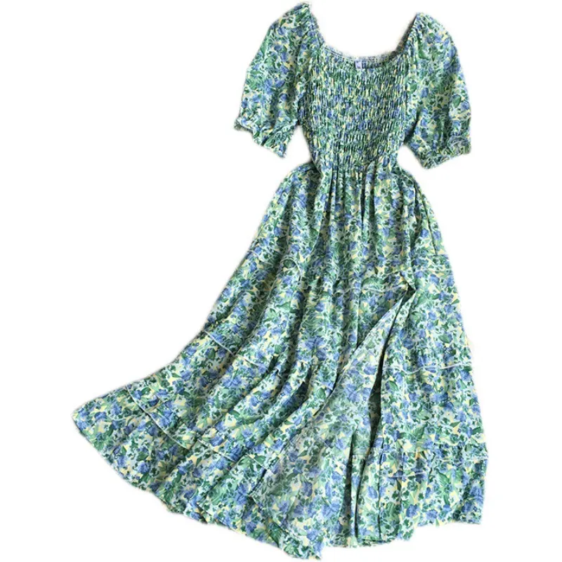 Maxct Maxct Broken Flowers Tighten Short-Sleeved Dress