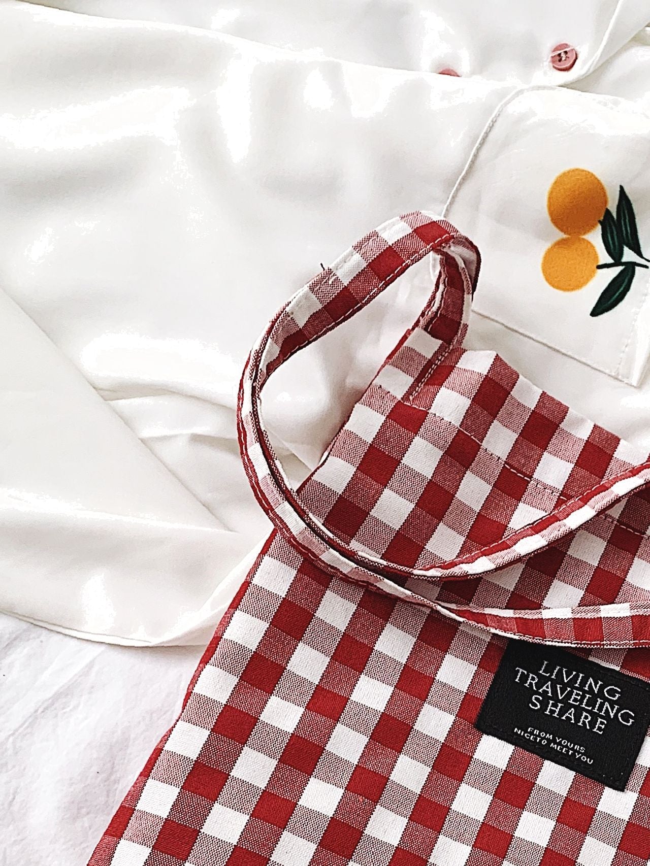 Maxct - Letter Patch Gingham Shopper Bag  - Women Tote Bags
