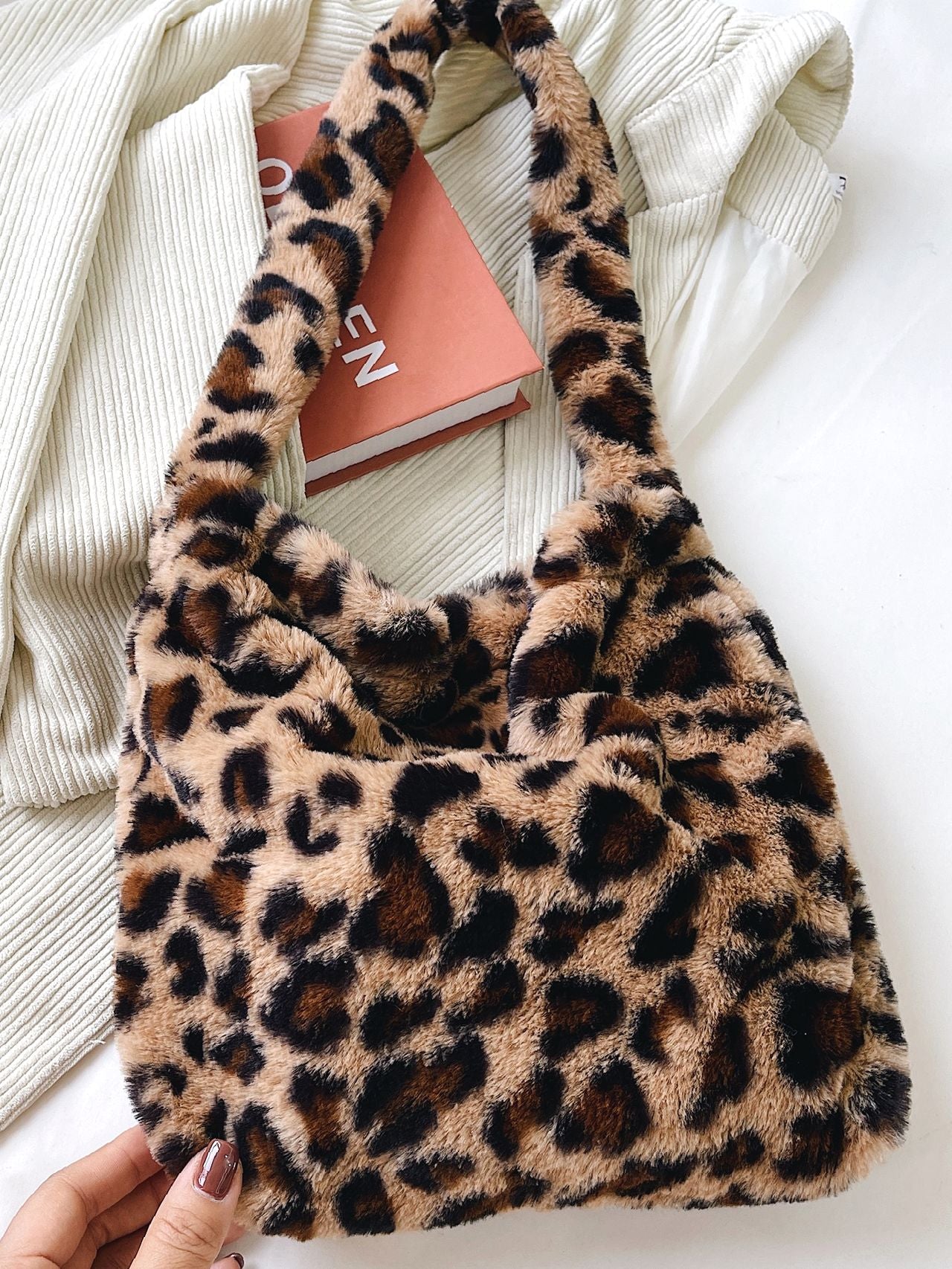 Bag For Love - Fluffy Leopard Pattern Square Bag  - Women Maxct Bags