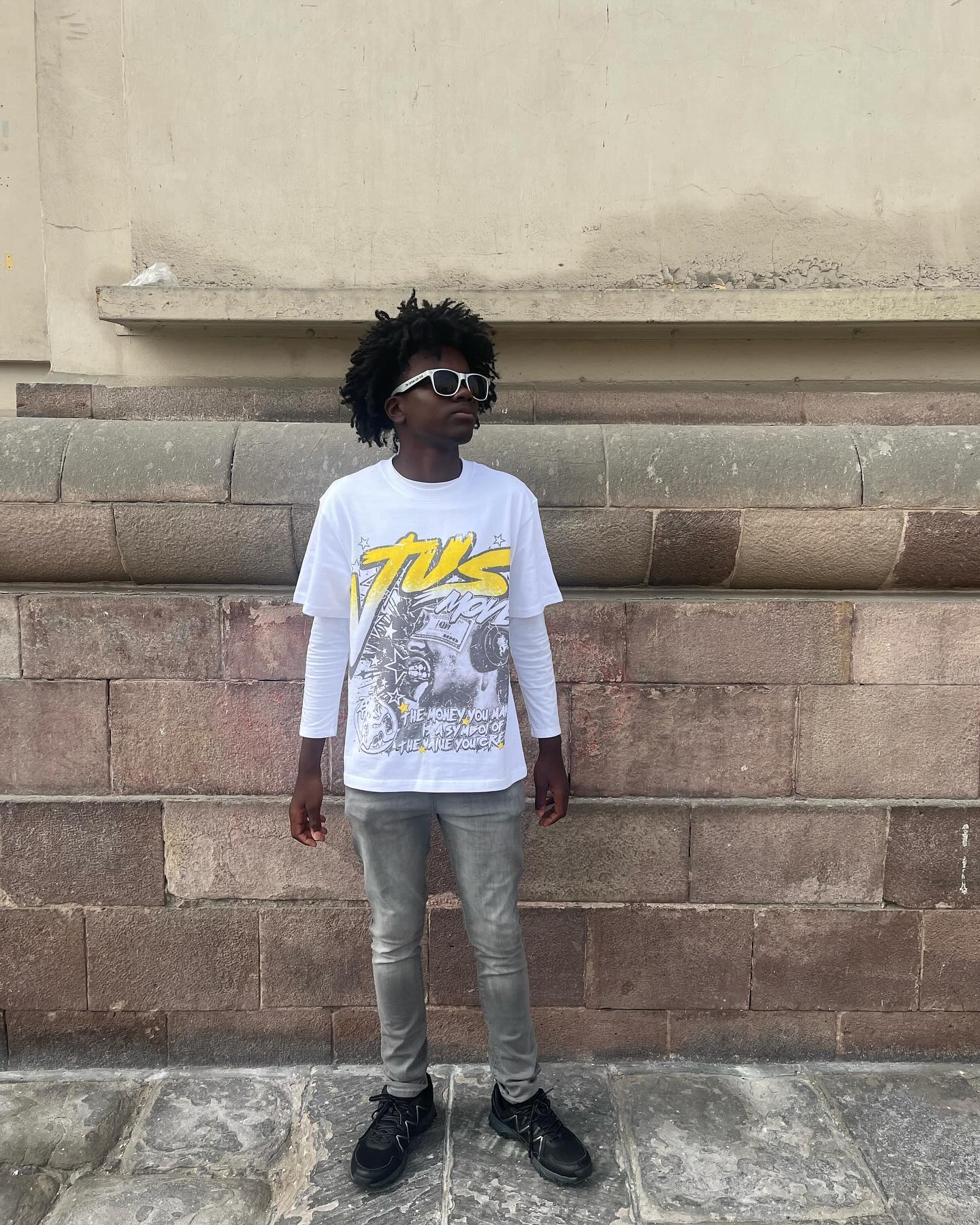 Retro trendy rock letter pattern printed oversized short-sleeved T-shirt men's fashion Harajuku loose versatile round neck shirt