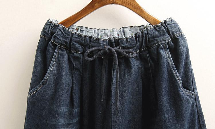 Maxct Women Retro Embroidered Denim Wide-Leg Pants