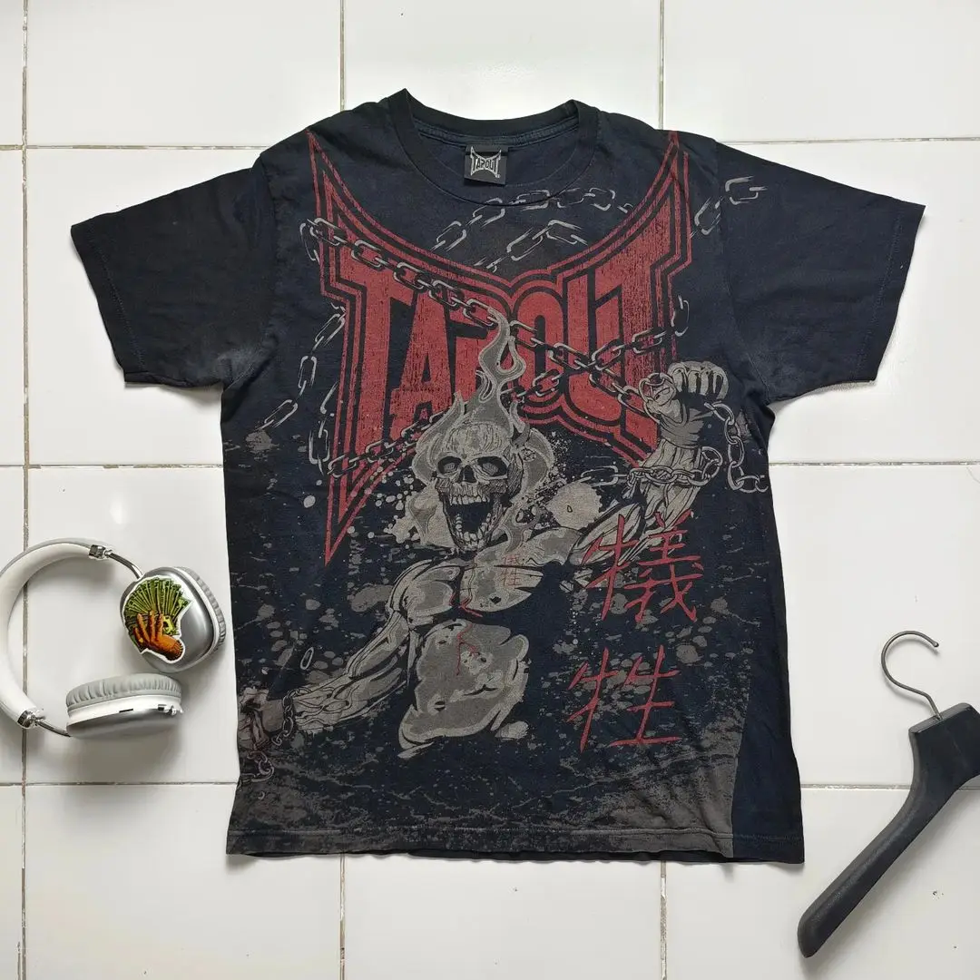 Maxct Gothic Trend Culture Oversized Anime Cross Print T-Shirt Men's Loose Cotton Top Y2K Harajuku Streetwear Summer T-Shirt Women