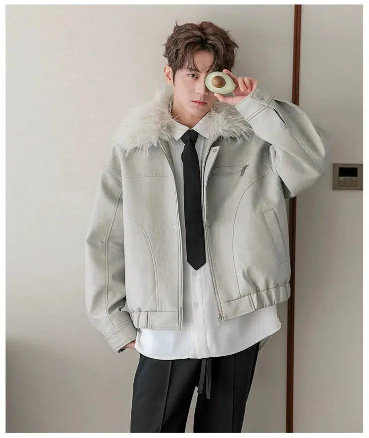 Maxct Detachable Collared Faux Fur Jacket