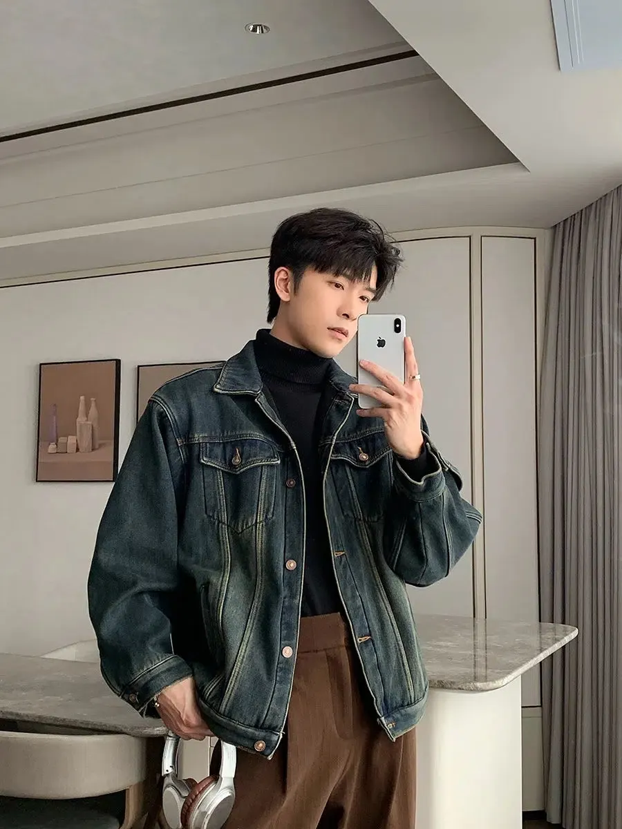 Maxct Dark Blue Fleece Denim Jacket