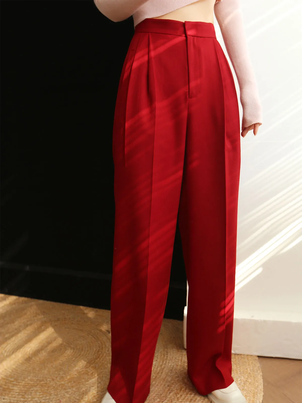 Maxct Middle Waist Pleated Tapered Pants