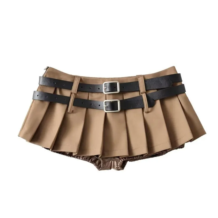 Y2K Double-Belt Extreme Micro Skirt Maxct
