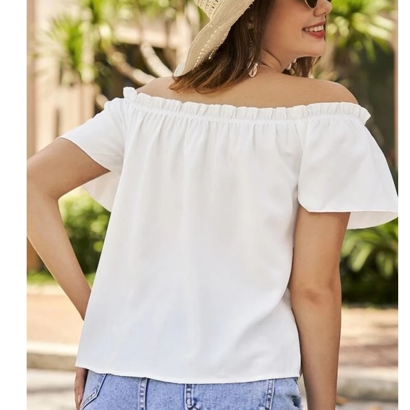 Women's Ruffled Off-Shoulder Short-Sleeve Blouse