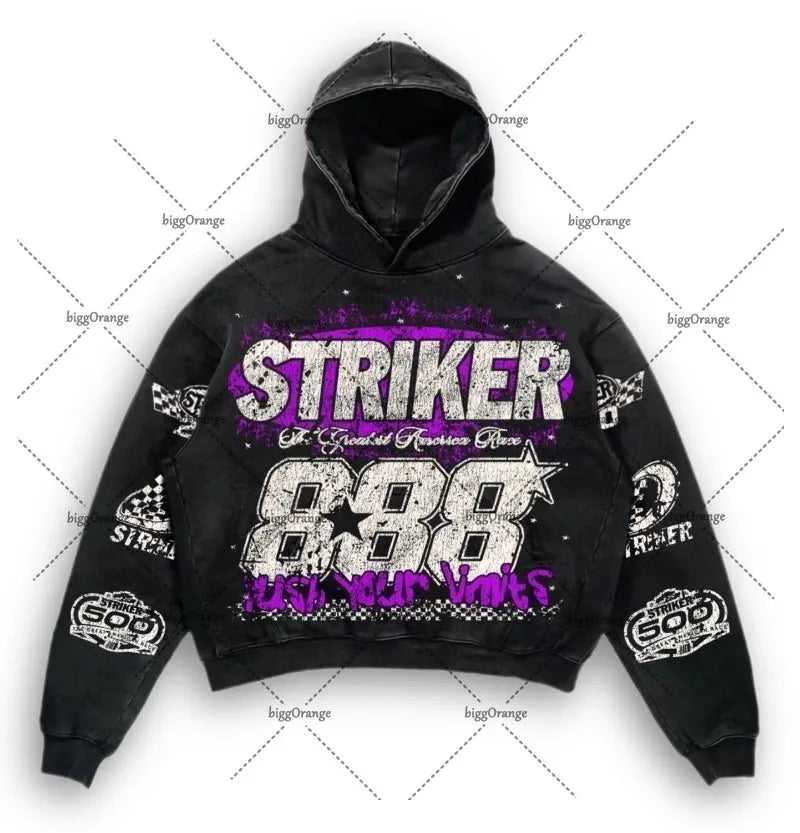 Maxct European and American High Street Fashion Brand Clothing Printed Loose Pullover Hoodie Men Street Hip-hop Oversized Sweatshirt