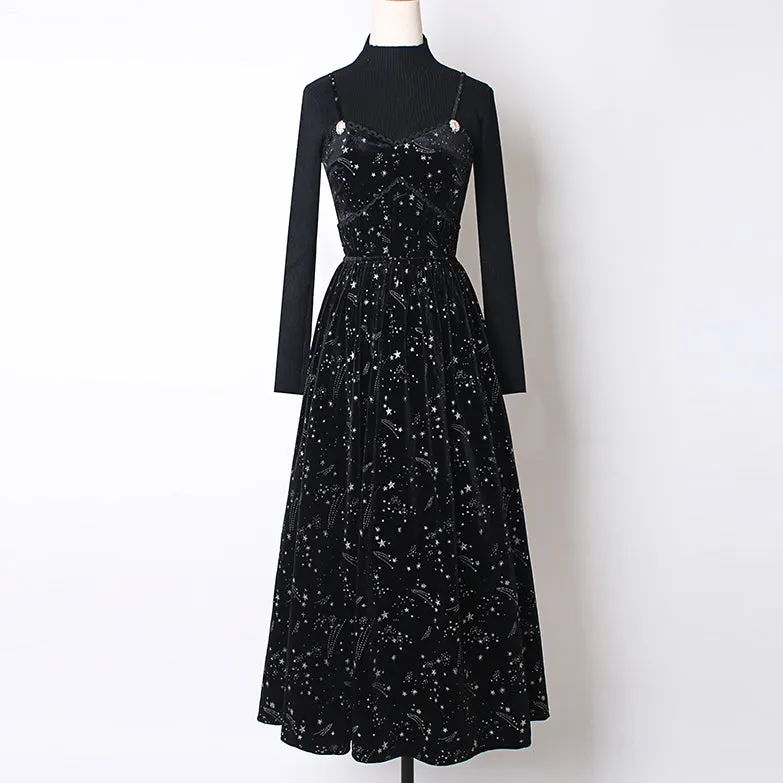 Starry Velvet Cami Midi Dress Maxct