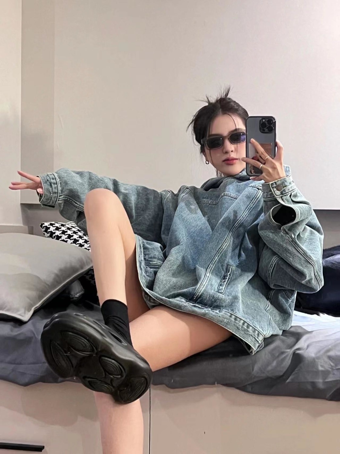 Y2K Women's Loose Denim Hoodie Sweatshirt - true deals club