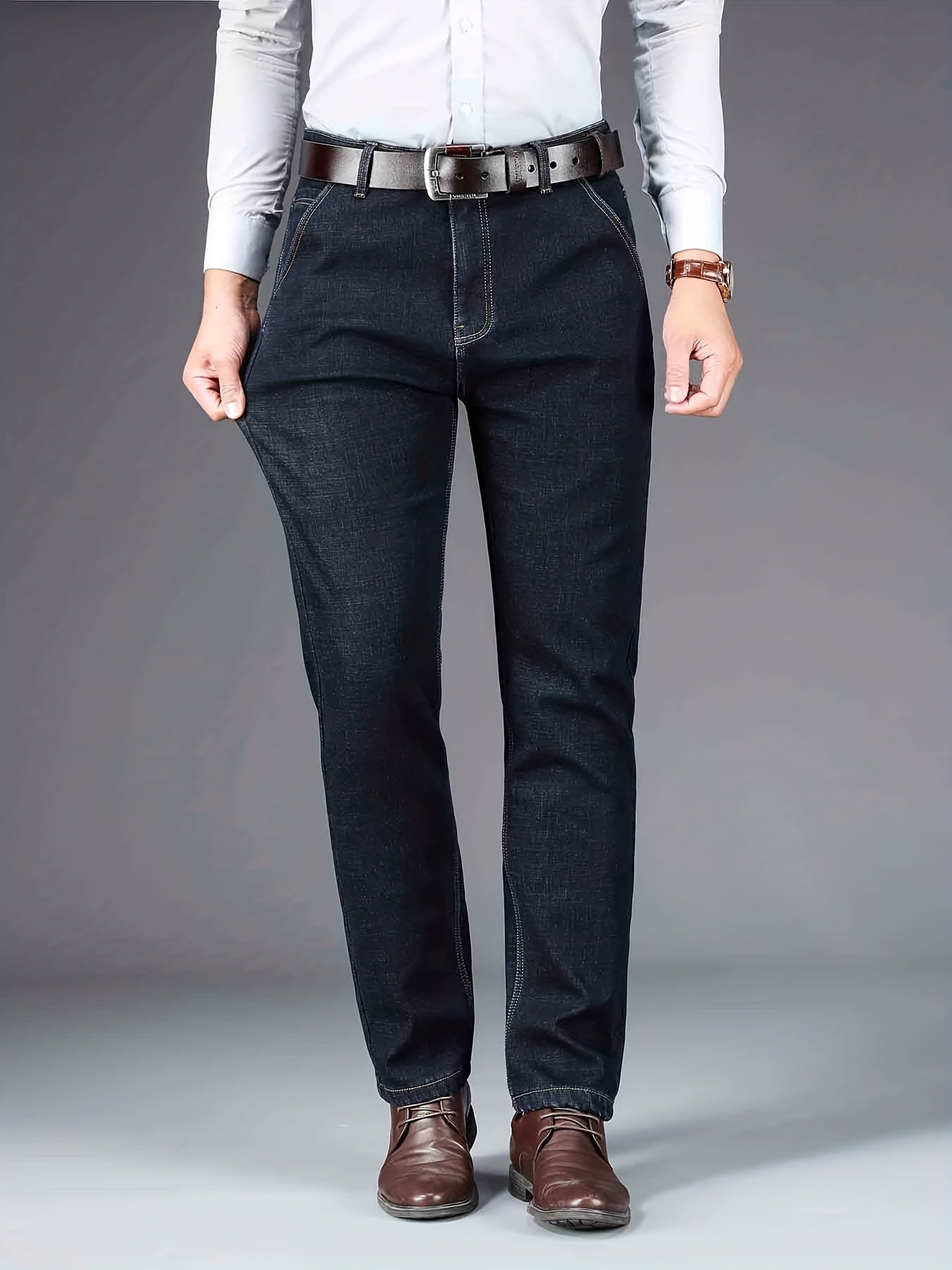 Maxct Chic Jeans For Business, Men's Semi-formal Stretch Dress Pants For All Seasons, Father's Gift