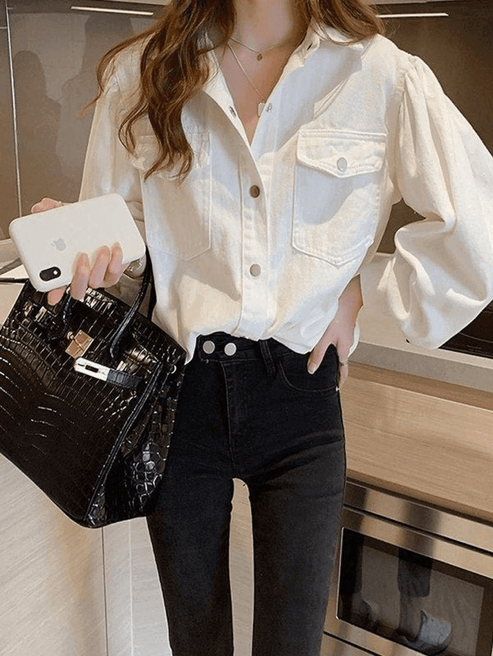 Maxct Pleated Oversized Long Sleeve Blouse