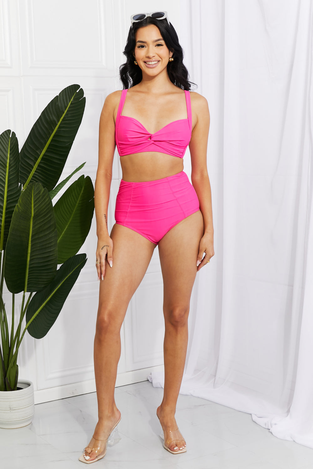 Maxct &Marina West Swim Take A Dip Twist High-Rise Bikini in Pink