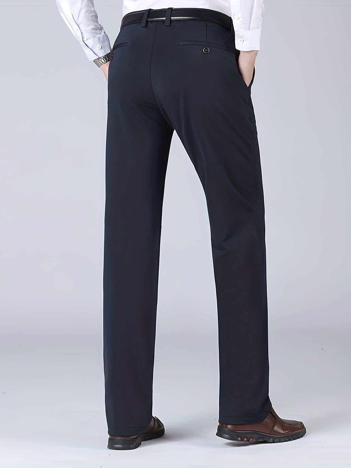 Maxct  Warm Fleece Dress Pants, Men's Formal Stretch Dress Pants For Fall Winter Business