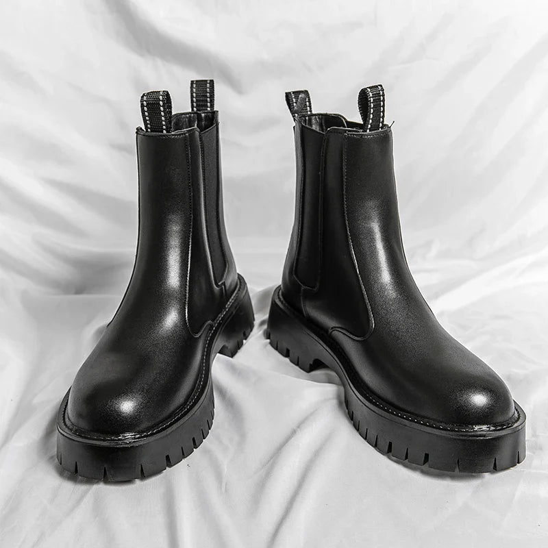 Leather Chelsea Ankle Boots - Easy Slip-On Style for Men Maxct