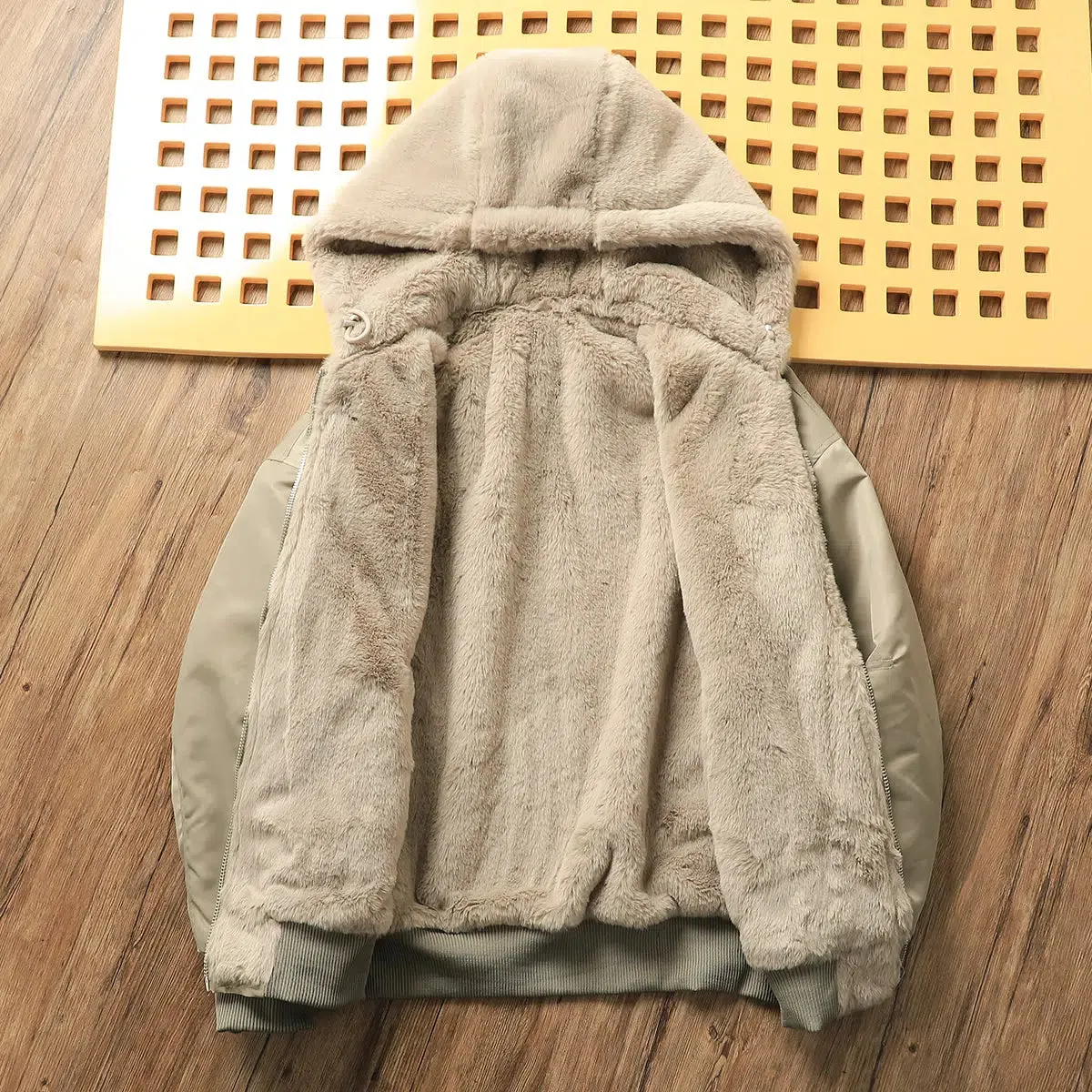 Maxct Velvet Fleece Hooded Bomber Jacket
