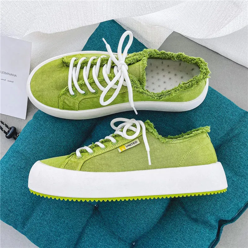 Canvas Men's Casual Lace-Up Platform Sneakers Plimsolls Maxct
